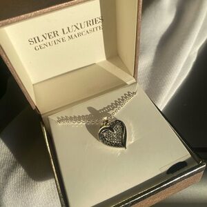 NWT! Ready for gifting ! Beautiful Heart Pendant Necklace Genuine Marcasite!